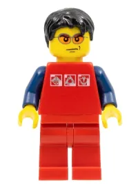 LEGO Red Shirt with 3 Silver Logos, Dark Blue Arms, Red Legs minifigure