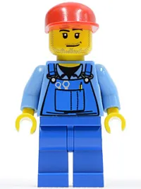 LEGO Farm Hand, Blue Overalls, Long Bill Cap minifigure