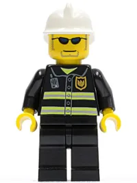 LEGO Fire - Reflective Stripes, Black Legs, White Fire Helmet, Dark Blue Sunglasses and Stubble minifigure