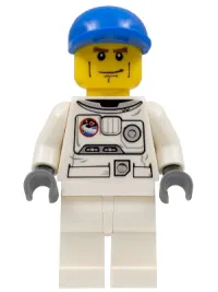 LEGO Spacesuit, White Legs, Blue Short Bill Cap, Brown Eyebrows minifigure
