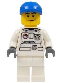 LEGO Spacesuit, White Legs, Blue Short Bill Cap, Black Eyebrows minifigure