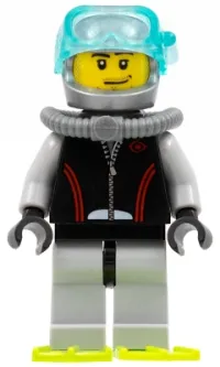 LEGO Diver, Flippers, Stubble Beard and Moustache and Sideburns, Scuba Tank minifigure