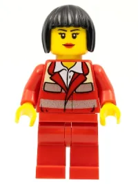 LEGO Paramedic - Red Uniform, Female, Black Bob Cut Hair minifigure