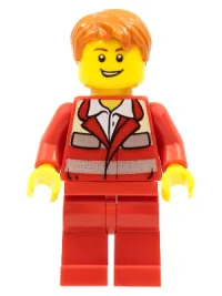 LEGO Paramedic - Red Uniform, Male, Tousled Hair minifigure