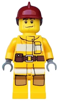 LEGO Fire - Bright Light Orange Fire Suit with Utility Belt, Dark Red Fire Helmet minifigure
