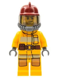 LEGO Fire - Bright Light Orange Fire Suit with Utility Belt, Dark Red Fire Helmet, Yellow Air Tanks minifigure