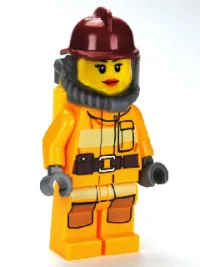 LEGO Fire - Bright Light Orange Fire Suit with Utility Belt, Dark Red Fire Helmet, Yellow Air Tanks, Red Lips minifigure