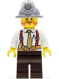 LEGO Miner - Shirt with Tie and Suspenders, Mining Helmet, Beard minifigure