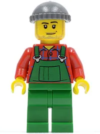 LEGO Overalls Farmer Green, Dark Bluish Gray Knit Cap minifigure