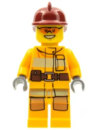 LEGO Fire - Bright Light Orange Fire Suit with Utility Belt, Dark Red Fire Helmet, Orange Sunglasses minifigure