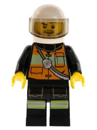 LEGO Fire - Reflective Stripe Vest with Pockets and Shoulder Strap, White Helmet minifigure