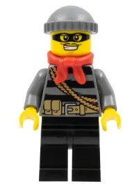 LEGO Police - City Burglar, Dark Bluish Gray Knit Cap, Red Bandana, Mask minifigure