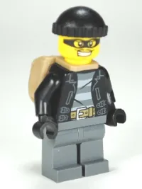 LEGO Police - City Bandit Male, Black Knit Cap, Backpack, Mask minifigure
