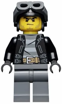 LEGO Police - City Bandit Male with Black Stubble and Aviator Cap minifigure