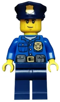 LEGO Police - City Officer, Gold Badge, Police Hat, Cheek Lines minifigure