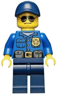 LEGO Police - City Officer, Gold Badge, Dark Blue Cap with Hole, Sunglasses minifigure