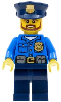 LEGO Police - City Officer, Gold Badge, Police Hat, Beard minifigure