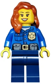 LEGO Police - City Officer, Gold Badge, Dark Orange Female Hair over Shoulder minifigure