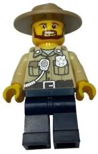 LEGO Swamp Police - Officer, Shirt, Dark Tan Hat, Brown Beard minifigure
