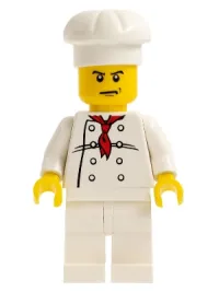 LEGO Chef - White Torso with 8 Buttons, White Legs, Angry Eyebrows minifigure