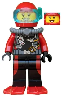 LEGO Scuba Diver, Female, Red Flippers minifigure