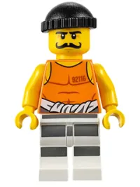 LEGO Police - Jail Prisoner 92116 Undershirt, Striped Legs, Black Knit Cap minifigure