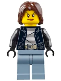 LEGO Police - City Bandit Crook Female, Sand Blue Legs, Dark Brown Mid-Length Tousled Hair minifigure