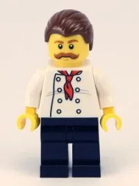 LEGO Pizza Van Chef, Black Legs, Reddish Brown Moustache minifigure