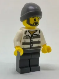 LEGO Police - Jail Prisoner 86753 Prison Stripes, Dark Bluish Gray Beanie minifigure