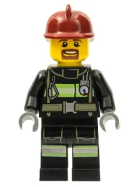 LEGO Fire - Reflective Stripes with Utility Belt, Dark Red Fire Helmet, Brown Beard minifigure