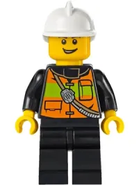 LEGO Fire - Reflective Stripe Vest with Pockets and Shoulder Strap, White Fire Helmet minifigure