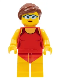 LEGO Beachgoer - Red Female Swimsuit and Light Blue Glasses minifigure