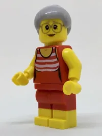 LEGO Beachgoer - Gray Female Hair and Red Old-Fashioned Swimsuit minifigure