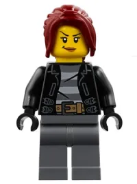 LEGO Police - City Bandit Crook Female, Dark Red Hair minifigure