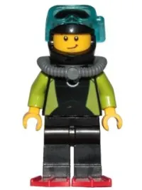 LEGO Coast Guard City - Diver, Black Wetsuit with White Logo minifigure