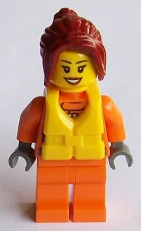 LEGO Coast Guard City - Female Watercraft Pilot with Dark Red Hair minifigure