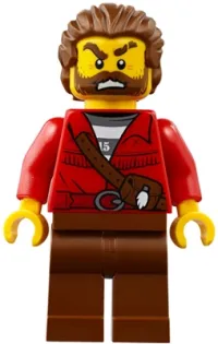 LEGO Mountain Police - Crook Male with Red Fringed Shirt with Strap and Pouch, Skunk Fighter minifigure