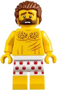 LEGO Mountain Police - Crook Male Bare Chest, White Underwear with Red Pawprints Pattern minifigure