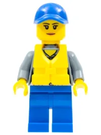 LEGO Coast Guard City - Female Crew Member, Blue Cap with Life Jacket minifigure