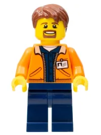 LEGO Miner - Equipment Operator with Beard, Reddish Brown Hair minifigure