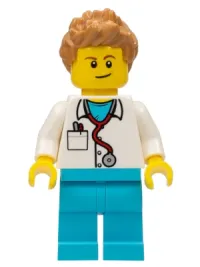 LEGO Doctor - Stethoscope, Medium Azure Legs, Medium Nougat Spiked Hair minifigure