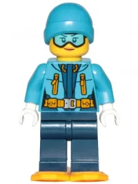 LEGO Arctic Explorer Female - Ski Beanie Hat, Light Blue Ski Goggles, Snowshoes minifigure