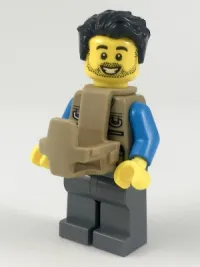 LEGO Camper, Male Parent, Beard, Black Hair Swept Left Tousled, Baby Carrier minifigure