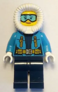 LEGO Arctic Explorer Female - Fur-Lined Hood, Light Blue Ski Goggles minifigure
