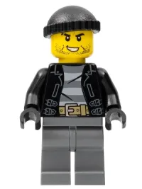 LEGO Police - City Bandit Crook, Black Knit Cap, Black Stubble minifigure