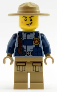 LEGO Mountain Police - Officer Male, Jacket with Harness, Dark Tan Hat minifigure
