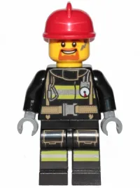 LEGO Fire - Reflective Stripes with Utility Belt, Red Fire Helmet, Goatee minifigure