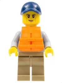 LEGO Kayaker, Dark Blue Cap, Orange 2 Strap Life Jacket minifigure