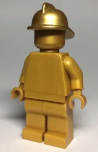 LEGO Statue - Pearl Gold with Metallic Gold Fire Helmet minifigure