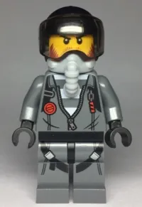 LEGO Sky Police - Jail Prisoner Jacket over Prison Stripes, Black Helmet, Oxygen Mask minifigure